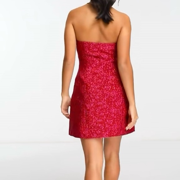 NWT Forever New Ariana Petite Textured 90s Mini Dress Red and Pink Boucle sz 4 - Picture 5 of 12